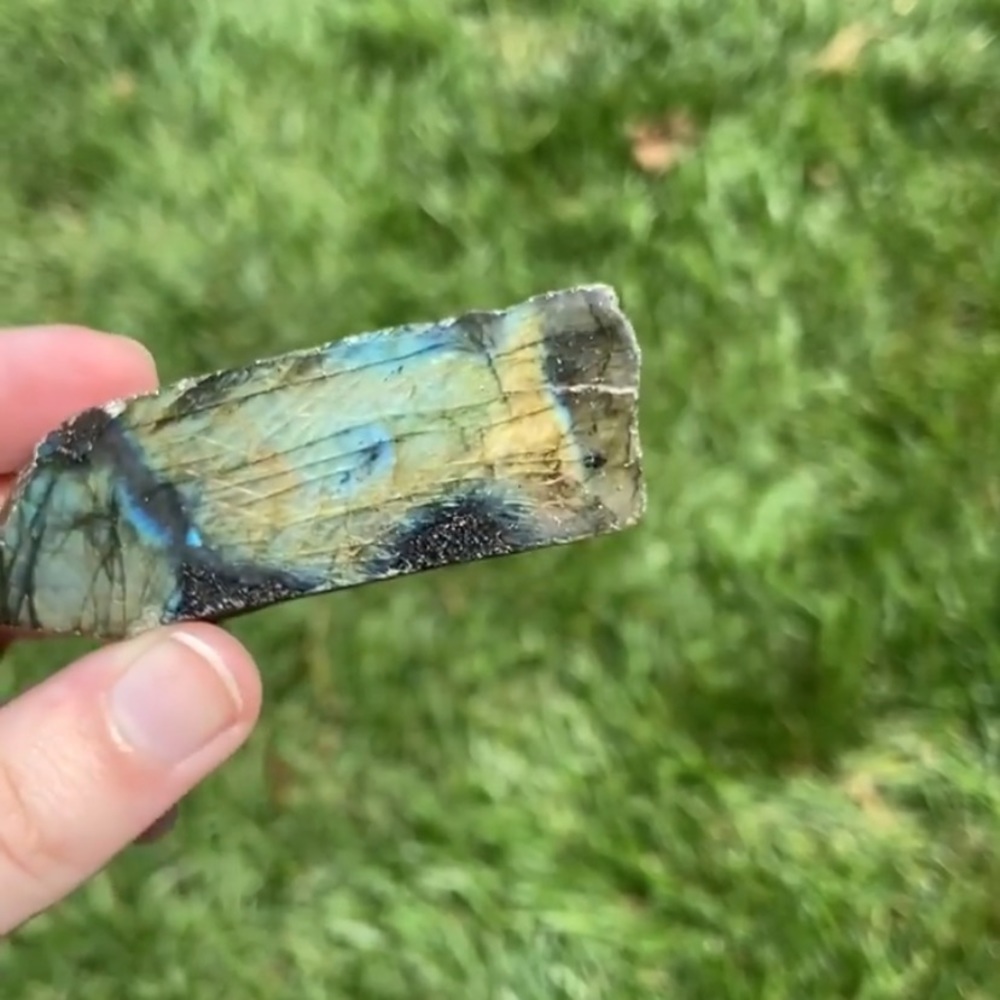 Labradorite crystal partially polished slab